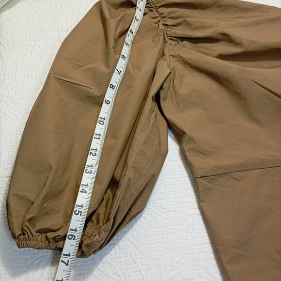 OlivaCeous Top Size M Ruched Sleeve & Draped Sash Detail One-Shoulder - Picture 12 of 13